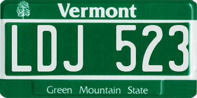VT license plate LDJ523