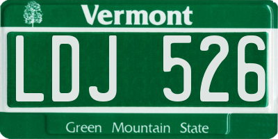 VT license plate LDJ526