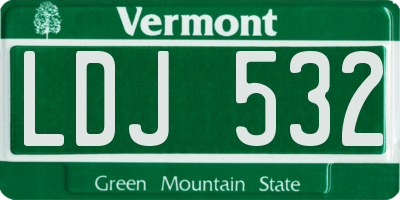 VT license plate LDJ532