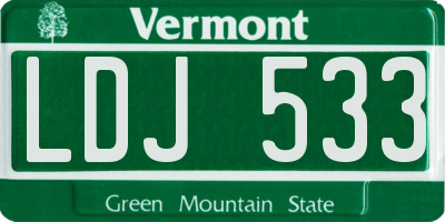 VT license plate LDJ533