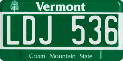 VT license plate LDJ536