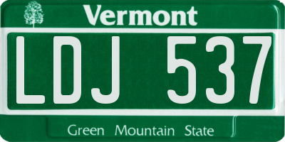 VT license plate LDJ537