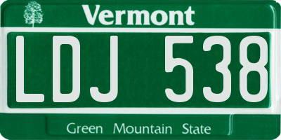 VT license plate LDJ538