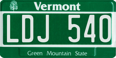 VT license plate LDJ540