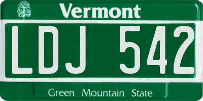 VT license plate LDJ542