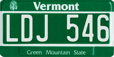 VT license plate LDJ546