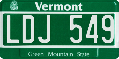 VT license plate LDJ549
