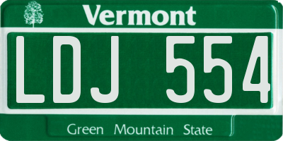 VT license plate LDJ554