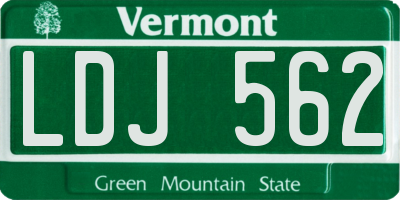 VT license plate LDJ562
