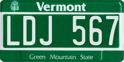 VT license plate LDJ567