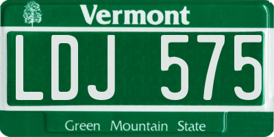VT license plate LDJ575