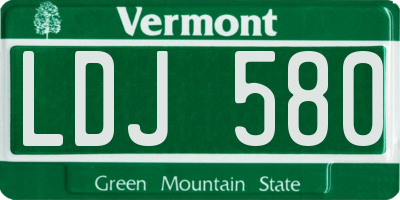 VT license plate LDJ580