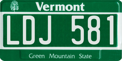 VT license plate LDJ581