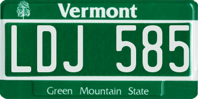 VT license plate LDJ585