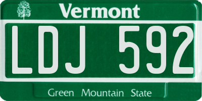 VT license plate LDJ592