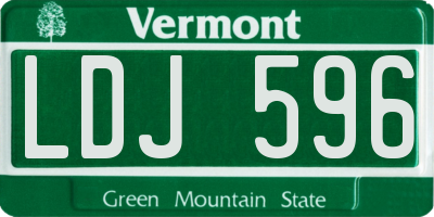 VT license plate LDJ596
