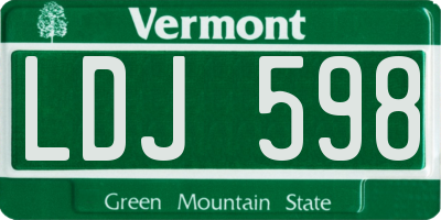 VT license plate LDJ598