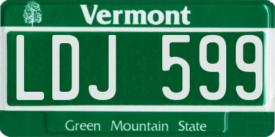 VT license plate LDJ599