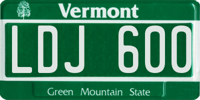VT license plate LDJ600