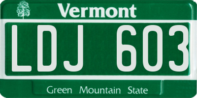 VT license plate LDJ603