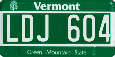 VT license plate LDJ604
