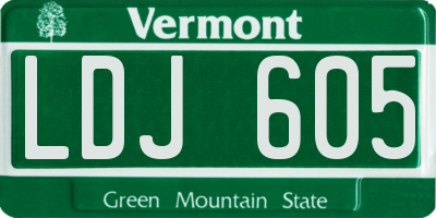 VT license plate LDJ605