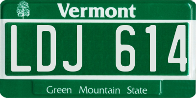 VT license plate LDJ614