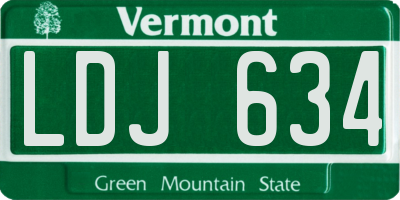 VT license plate LDJ634