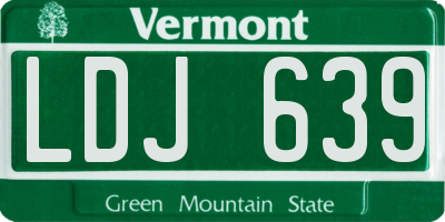 VT license plate LDJ639
