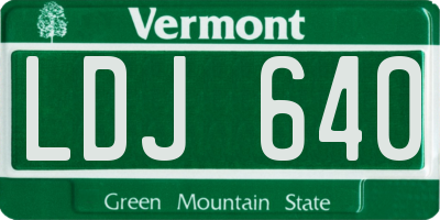 VT license plate LDJ640
