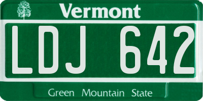 VT license plate LDJ642