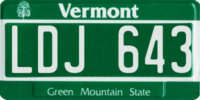 VT license plate LDJ643