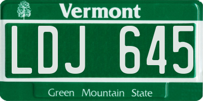 VT license plate LDJ645
