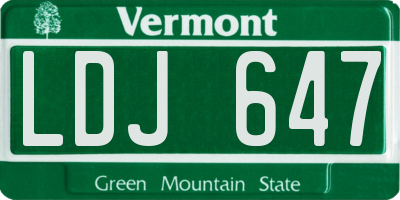 VT license plate LDJ647