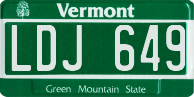 VT license plate LDJ649