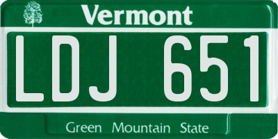VT license plate LDJ651