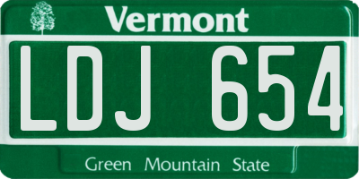 VT license plate LDJ654