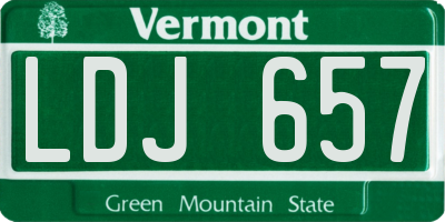 VT license plate LDJ657