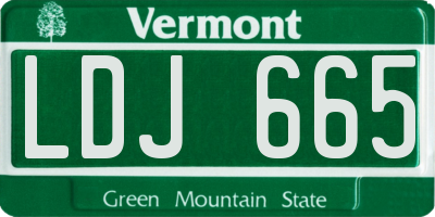 VT license plate LDJ665