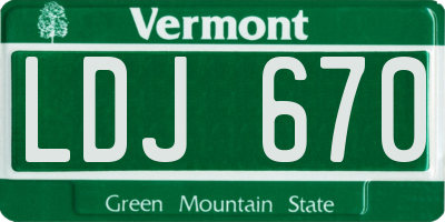 VT license plate LDJ670
