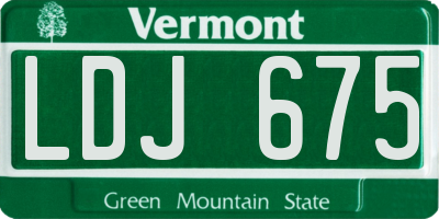 VT license plate LDJ675