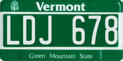 VT license plate LDJ678