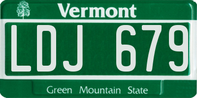 VT license plate LDJ679