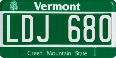 VT license plate LDJ680