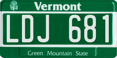 VT license plate LDJ681