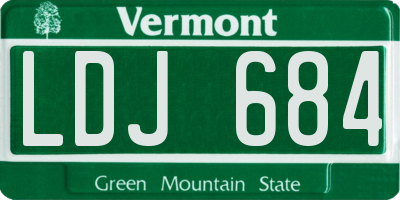 VT license plate LDJ684