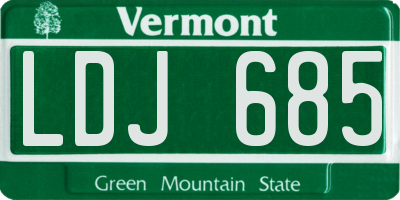 VT license plate LDJ685