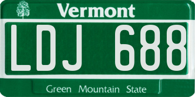VT license plate LDJ688