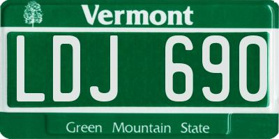 VT license plate LDJ690