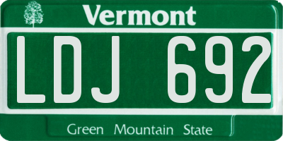 VT license plate LDJ692